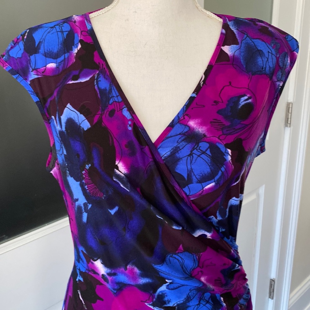 Chaps Multi- color V-neck Dress